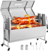 VEVOR Rotisserie Grill 38W BBQ Outdoor Pig & Lamb Spit Roaster, Charcoal Spit Roaster with 132 LBS Capacity, Wheels & 4-Level Height, Stainless Steel Rotisserie Grill Kit for Camping Outdoor Parties