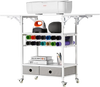 VEVOR Rolling Craft Cart and Storage Table, Compatible with Cricut Machines, Collapsible Cricut Table with Foldable Sides, Craft Rolling Storage Organizer with 14 Vinyl Roll Holders and 2 Drawers