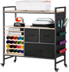 VEVOR Rolling Craft Cart and Storage Table, Compatible with Cricut Machines, Crafting Table Organization Workstation, Craft Rolling Storage Organizer with 20 Vinyl Roll Holders and 3 Drawers, Black