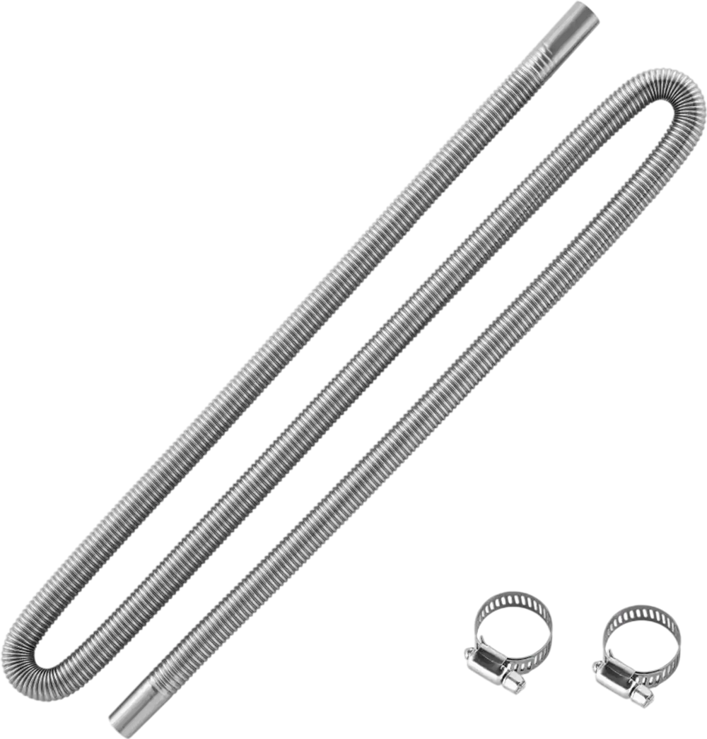 VEVOR Exhaust Hose, 77.95 inch Stainless Steel Exhausts Hose, Diesel Heater Flexible Exhaust Pipe with 2 Hose Clamps, Exhausts Hoses Kit Diesel Heater Accessories for 2KW 5KW 8KW Diesels Heaters