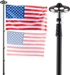 VEVOR Flag Pole, 20ft Heavy Duty Telescopic Flagpole Kit with 136 LED Solar Light for Outside House In Ground, Outdoor Aluminum Flagpole with 3x5 American Flag for Yard, Residential, Commercial, Black