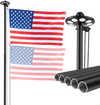 VEVOR Flag Pole, 25ft Heavy Duty Sectional Flagpole Kit with 136 LED Solar Light for Outside House In Ground, Outdoor Aluminum Flagpole with 3x5 American Flag for Yard, Residential, Commercial, Black