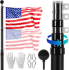VEVOR 20FT Telescoping Flag pole Kit, Heavy Duty Aluminum Alloy in Ground Flag Poles for Outside, 3 Display Modes Flagpole with 3x5 American Flag, Professional Accessories, Black