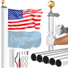 VEVOR 20FT Sectional Flag pole Kit, Heavy Duty Aluminum Alloy in Ground Flag poles for Outside, 3 Display Modes Flagpole with 3x5 American Flag, Professional Accessories, Silver