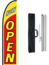 VEVOR Open Flag with Pole Kit, Advertising Flag for Business Outside, Advertising Feather Flag Kit, Includes 1 Banner Flag, 1 Pole, 1 Ground Stake, Open Signs Swooper Flag for Businesses 16.3 FT