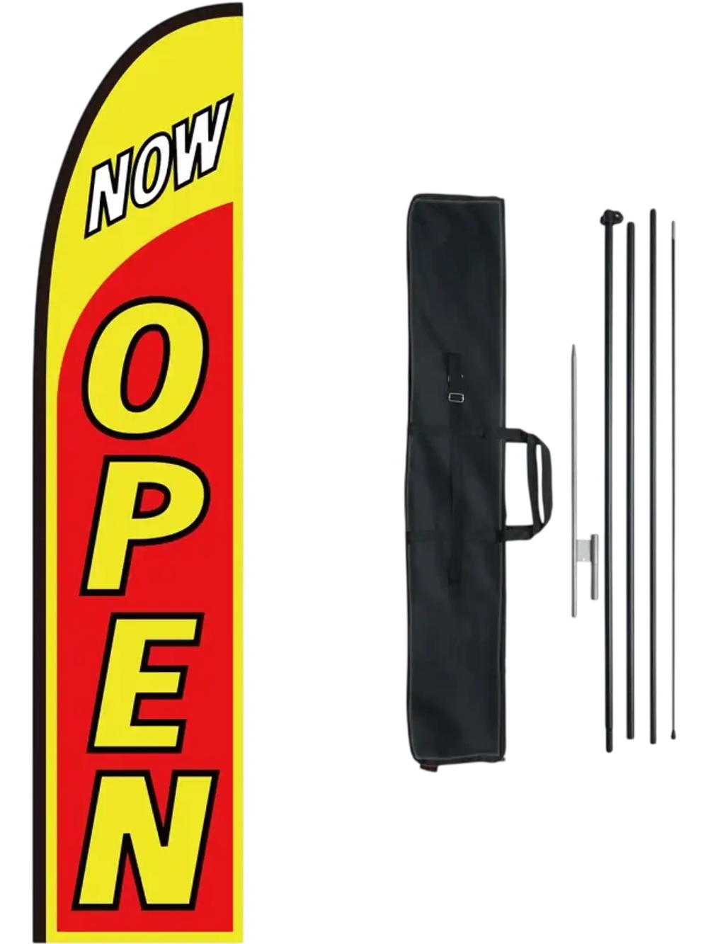 VEVOR Open Flag with Pole Kit, Advertising Flag for Business Outside, Advertising Feather Flag Kit, Includes 1 Banner Flag, 1 Pole, 1 Ground Stake, Open Signs Swooper Flag for Businesses 16.3 FT