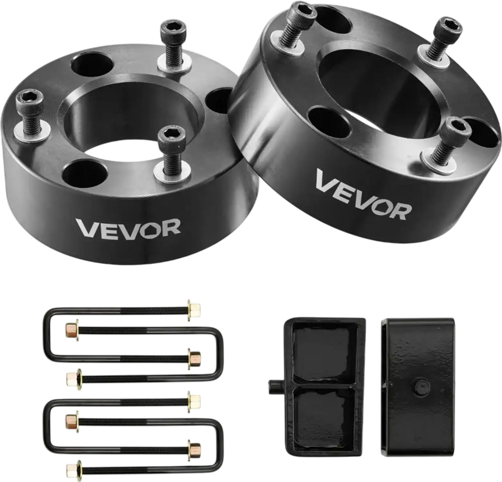 VEVOR 3 Inch Front and 2 Inch Rear Leveling Lift Kit for 2007-2023 Silverado 1500 2WD/4WD, 2007-2023 Sierra 1500 2WD/4WD, Chassis Level Kit with 2 Front Strut Spacers, 2 Rear Lift Blocks, 2 U-Bolts