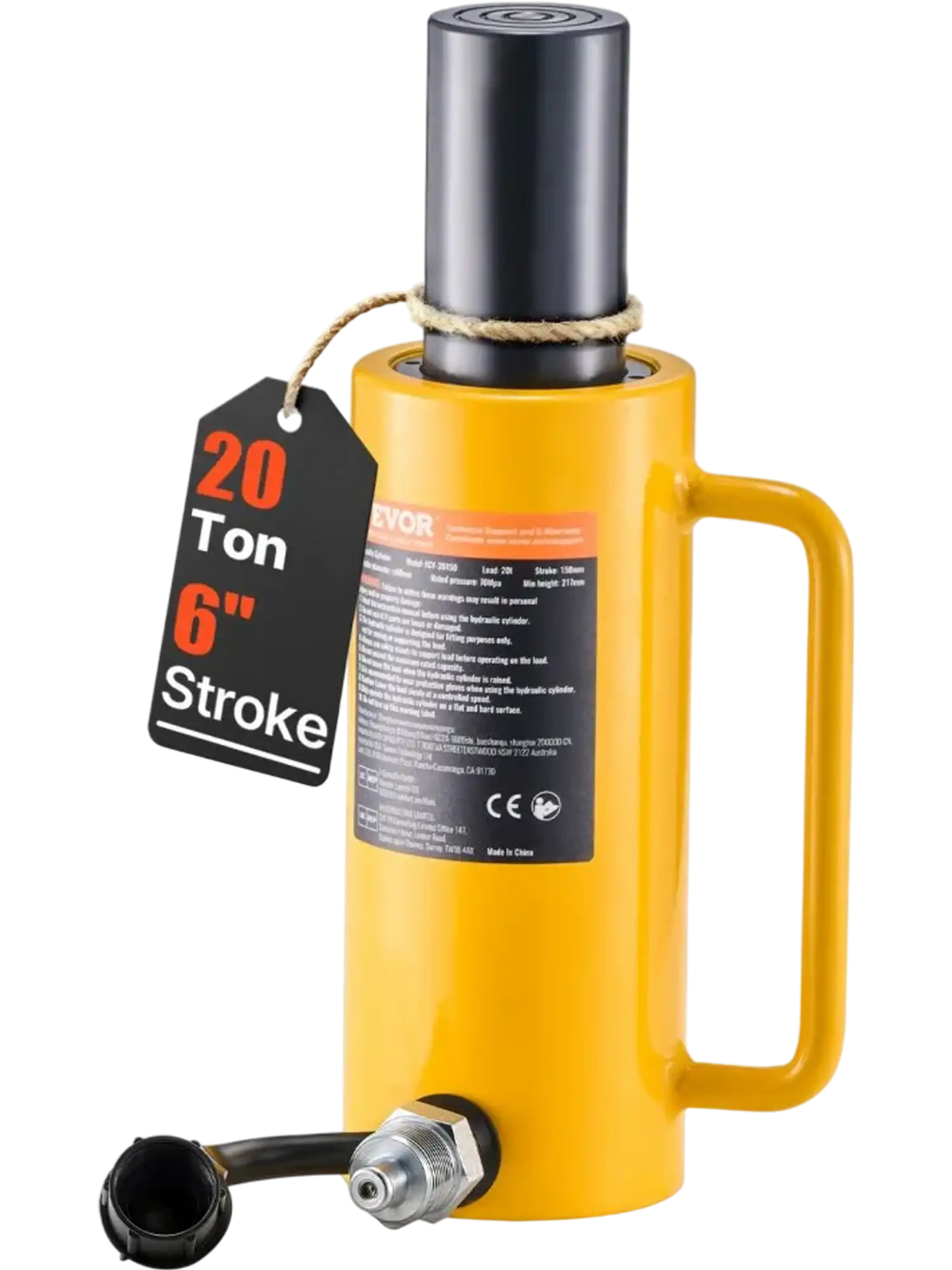 VEVOR Hydraulic Cylinder Jack, 20 Ton Solid Ram Hydraulic Cylinder, 6 Inch Stroke Single Acting Hydraulic Cylinder, with Quick Connector Portable Hydraulic Solid Jack Hydraulic Lifting Cylinders