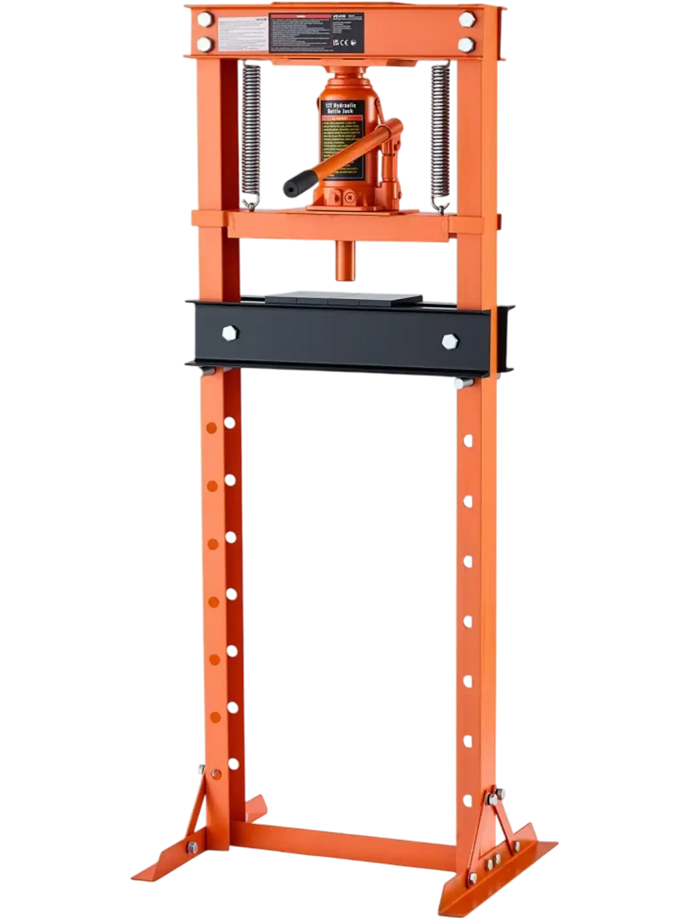 VEVOR 12 Ton Shop Press, H-Frame Garage Floor Bottle Jack Hydraulic Press, 8-Level Adjustable Height, Movable Stamping Plate, Heavy-Duty Steel for Bending, Straightening, Pressing U-Joints & Bearings