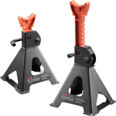 VEVOR Jack Stands, 3 Ton (6,600 lbs) Capacity, 10.8-16.3 in Adjustable Height, Heavy Duty Steel Jack Auto Stands with Locking, for Lifting SUV, Pickup, Car and UTV/ATV, 1 Pair, Black and Orange