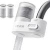 VEVOR Faucet Mount Water Filter, Vertical Water Purifier for Sink Tap, Carbon Fiber Filter, Removes Chlorine Lead with 3 Filters, Fits Most Kitchen or Bathroom Faucets, White