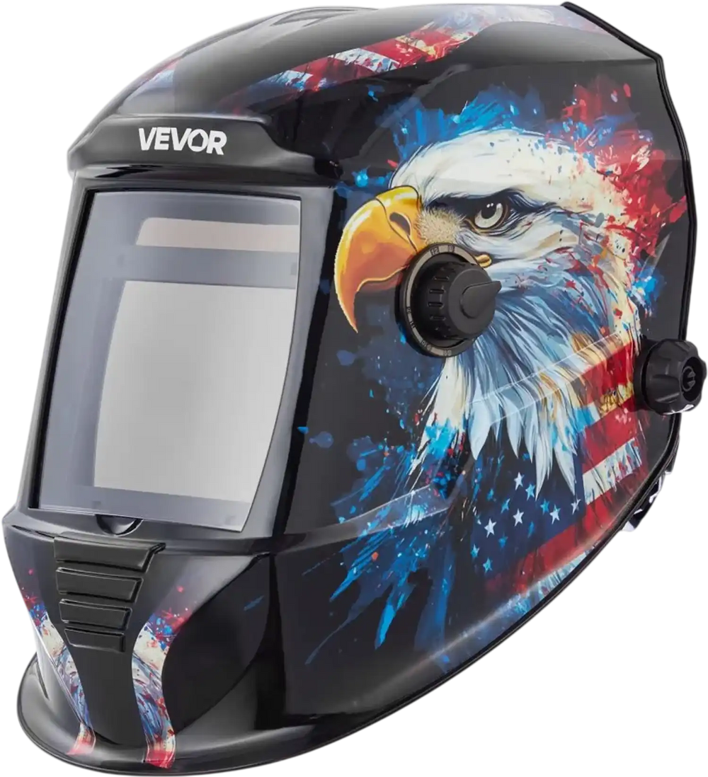 VEVOR Welding Helmet Auto Darkening, 3.94" x 3.15" True Color Welding Hood, 1/1/1/1 Solar-Powered Welder Mask 4 Arc Sensors, Wide Shade 4/5-9/9-13 for TIG MIG ARC Weld Grinding Cutting - METIS Series