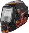 VEVOR Welding Helmet Auto Darkening, 3.66" x 1.69" True Color Welding Hood, Solar-Powered Welder Mask 2 Arc Sensors, Shade 4/9-13 for TIG MIG ARC Weld Grinding - CRIUS Series (Yellow Flame Pattern)