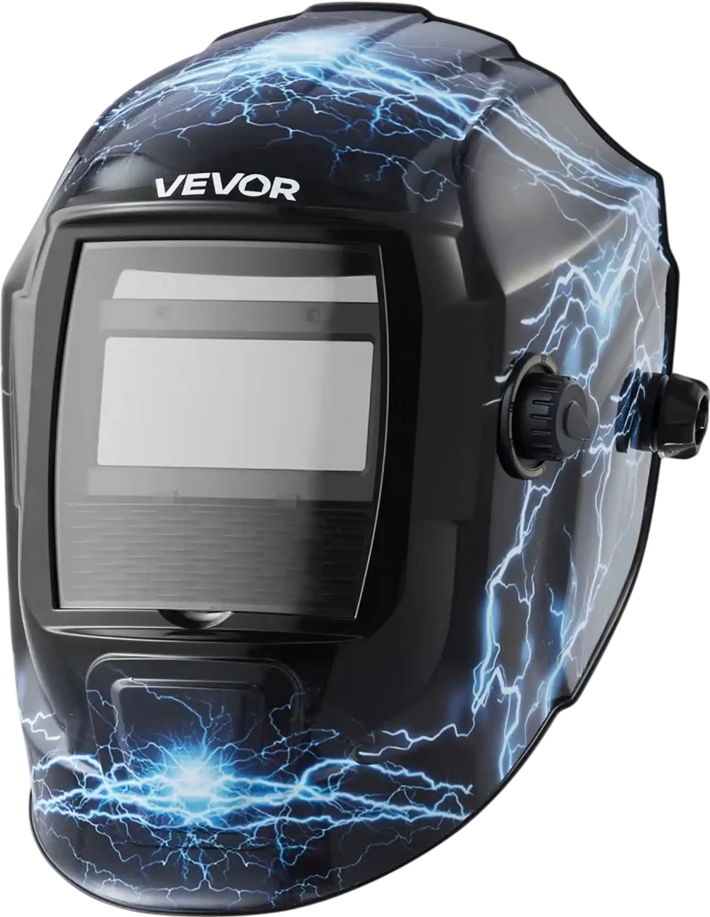 VEVOR Welding Helmet Auto Darkening, 3.66" x 1.69" True Color Welding Hood, Solar Powered Welder Mask 2 Arc Sensors, Shade 4/9-13 for TIG MIG ARC Weld Grinding - CRIUS Series (Blue Lightning Pattern)