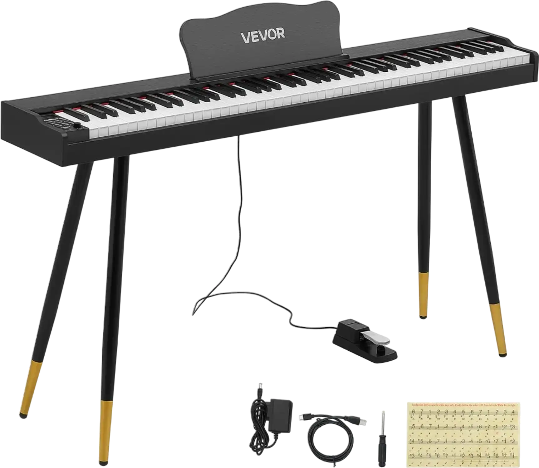 Vevor Digital Piano 88-Key Semi-Weighted Full-Size Keyboard with Stand Black New
