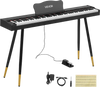 VEVOR Digital Piano 88 Keys Semi Weighted Full Size Keyboard Stand Black, for Beginners, 600 Tones, 600 Rhythms, Electric Piano, with Sustain Pedal, Speaker, Headphone Jack, USB/MIDI, Power Adapter