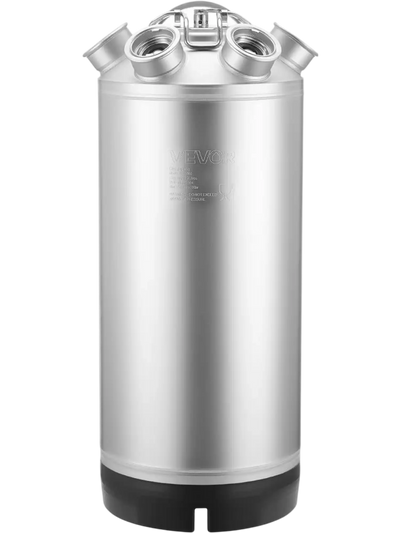 VEVOR Cleaning Keg, 5 Gallon/19L Keg Line Cleaning Kit with 4 D Coupler Connections & Rubber Base, Beer Lines Cleaner Used for Beer Line Cleaning, 304 Stainless Steel Kegerator Beers Lines Cleaner Kit