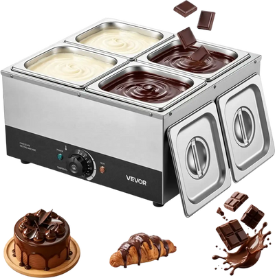 Vevor Chocolate Melting Machine 4-Tank 17.6 lbs Commercial Chocolate Warmer New