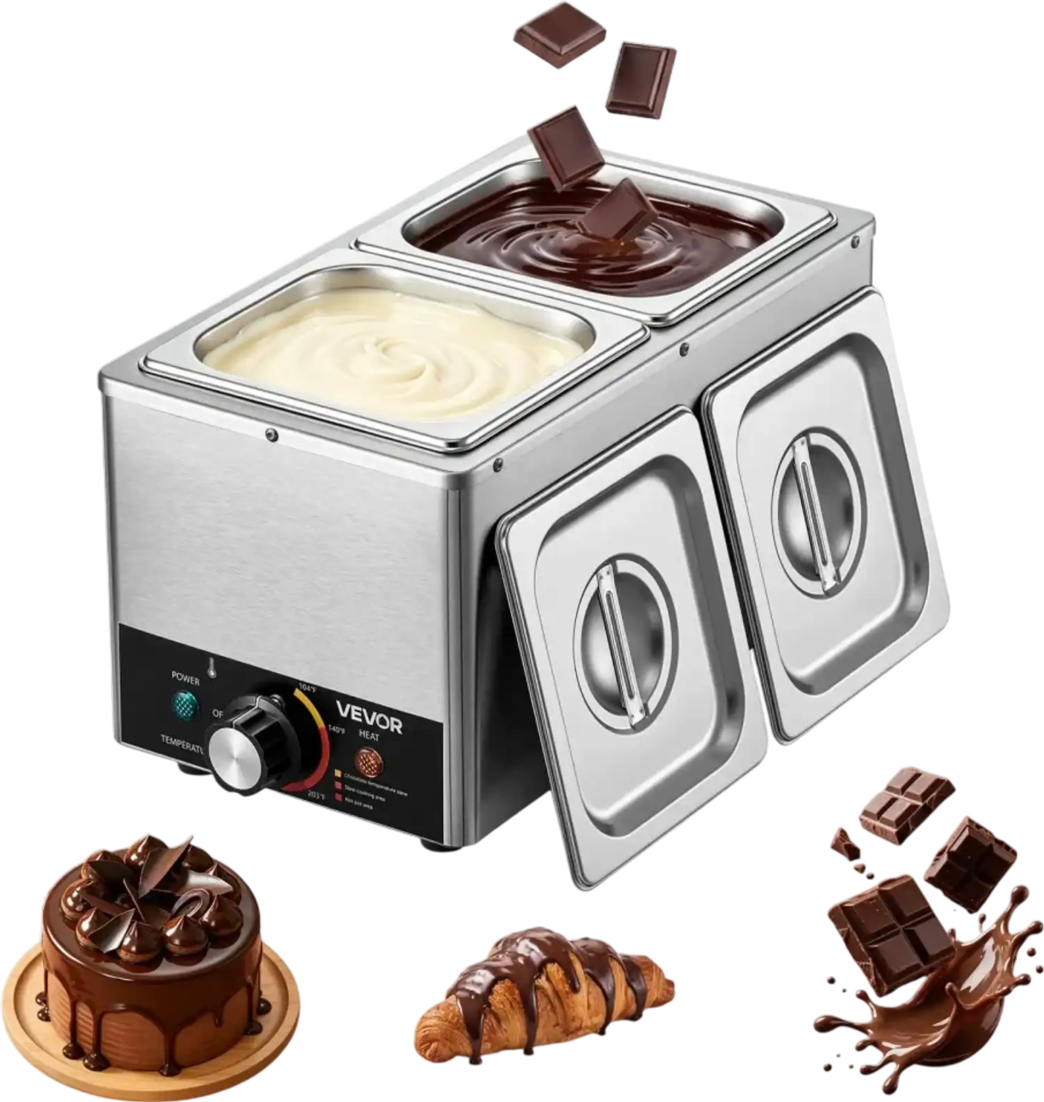 Vevor Chocolate Melting Machine 2-Tank 9 lbs Commercial Cheese Warmer New