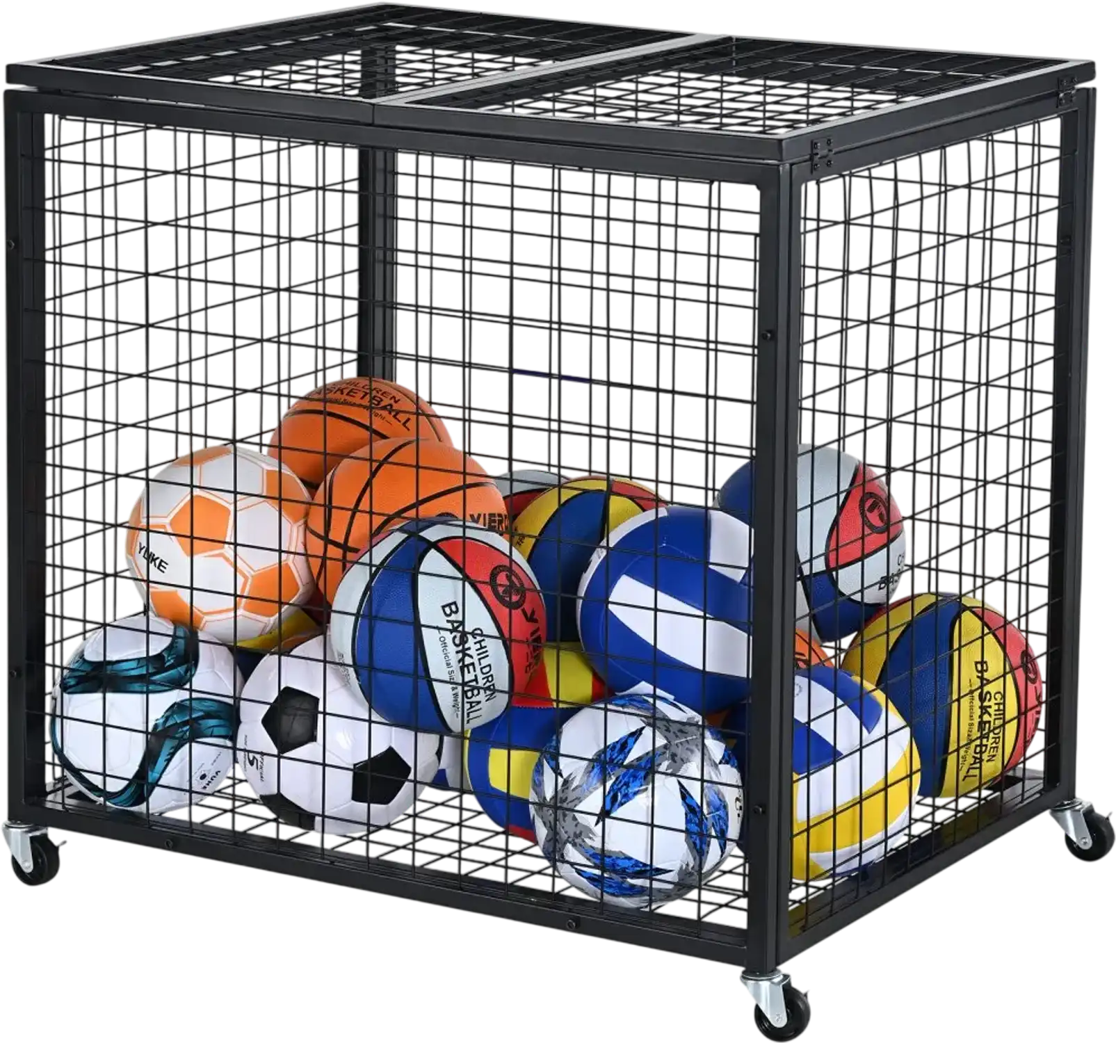 Vevor Sports Ball Storage Cart Rolling Organizer with Double Lids New