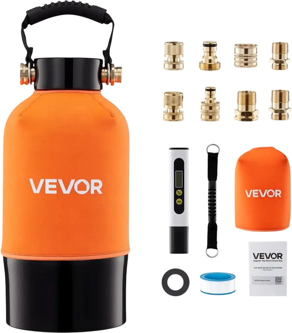 VEVOR Deionized Water System for Car Wash, Spotless Car Wash Water System with 5L DI Resin & TDS Meter, Spot-Free Deionized Water Filter for Cars RVs Motorcycles Windows