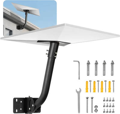 VEVOR Starlink Gen 3 Mount, Adjustable Angle Wall Mounting Standard Gen 3 Pipe Kit, Heavy-Duty Steel Long Starlink Pole Adapter, Compatible with Gen3 and V3, Easy to Assembly, Black