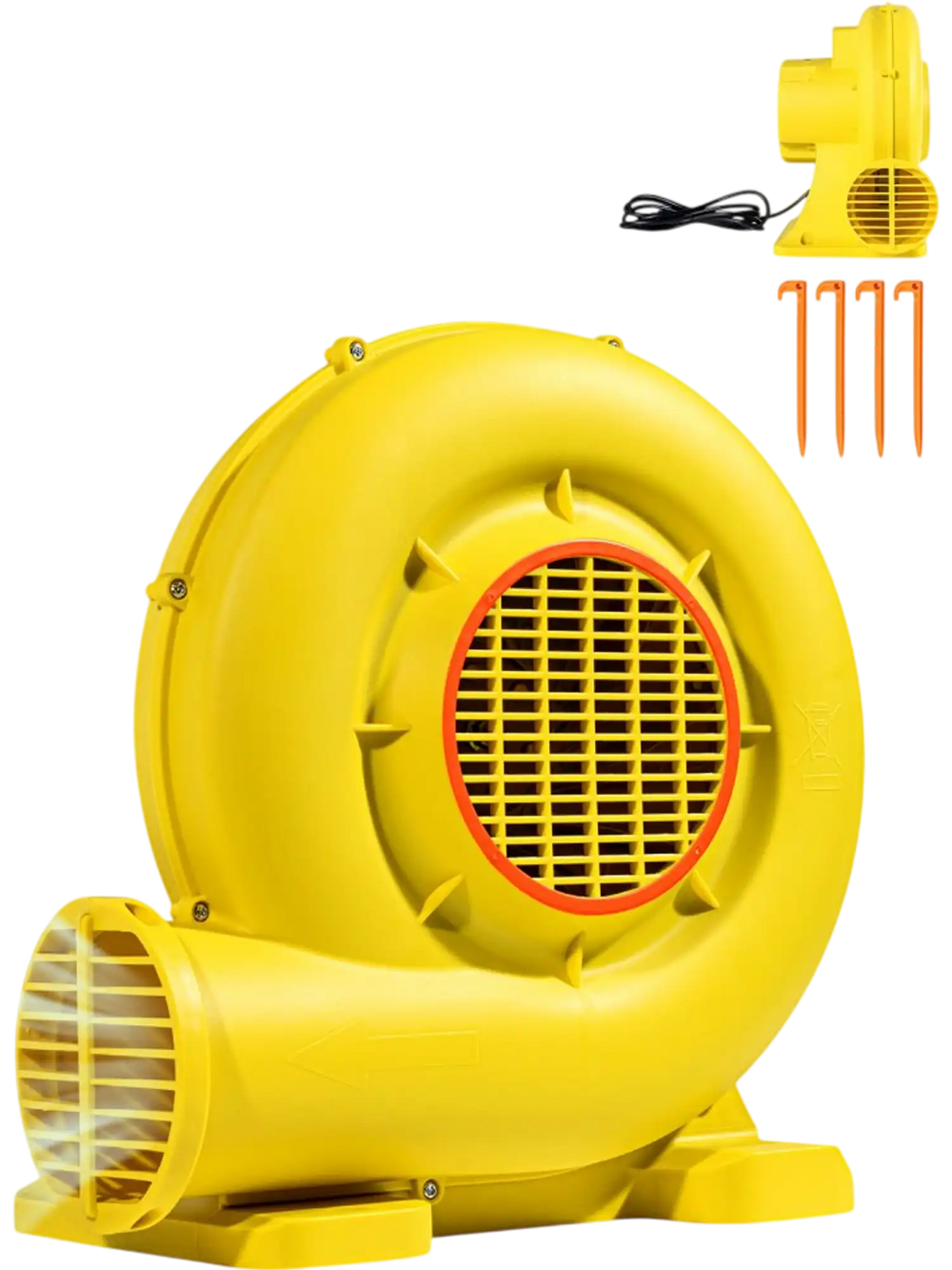 VEVOR Inflatable Blower, 380W&450W, 0.5 & 0.6 HP Bounce House Blower, Pump Commercial Air Blower for Inflatables, Bouncy Castle Electric Air Blower Fan Perfect for Bounce House, Waterslides, Yellow