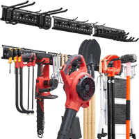 VEVOR Garage Tool Organizer 49.5 Inch 600 lbs Wall Mount Garden Tool Rack, Heavy Duty Garage Hanging Storage Rack Organization with 3 Rails and 12 Adjustable Hooks, for Yard Tools, Shovel, Rake, Shed