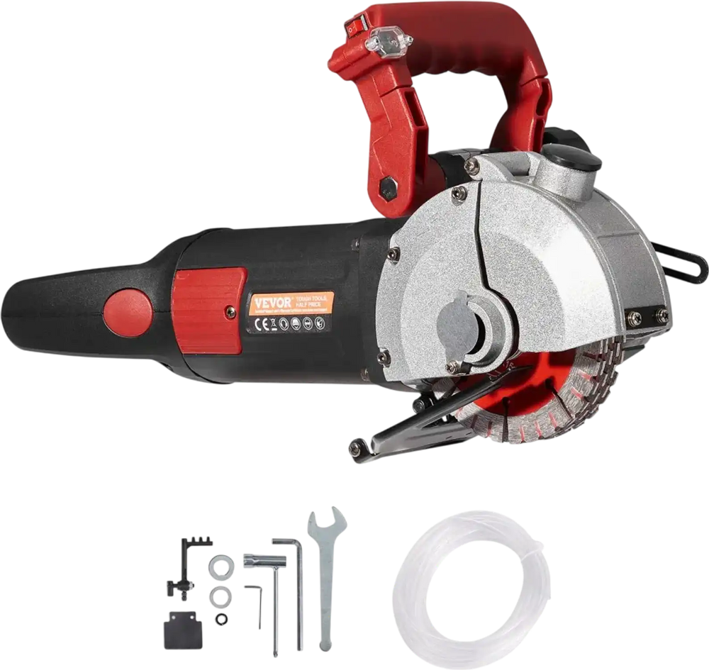 VEVOR Wall Chaser, 2500W 38 mm Cutting Width,Wall Groove Cutting Machine 34MM Cutting Depth,Wall Slotting Machine With 5 Saw Blades 4.5" Diameter 6300r/Min,One-time Forming Dustless