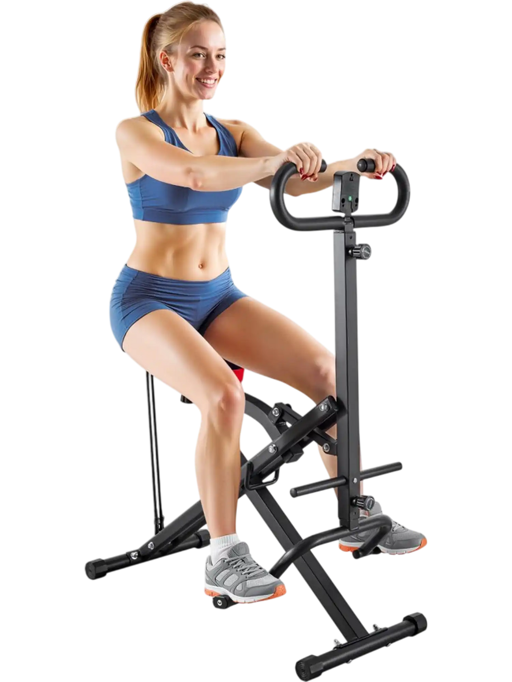 VEVOR Squat Machine, Deep Squat Rowing Machine for Home, Easy Setup & Foldable Exercise Equipment, Glute Trainer Machine with 2 High-Strength Resistance Bands, Glutes & Leg Home Workout Machine, Black