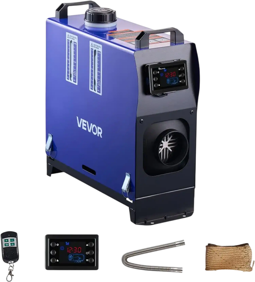 VEVOR Diesel Heater, 8KW, DC 12V/24V, All in One Portable Diesel Air Heater with Remote Control and LCD Screen, Fast Heating Low Noise, 1.3 Gal Fuel Tank for Vehicles, Vans, RVs, Campers, and Trucks