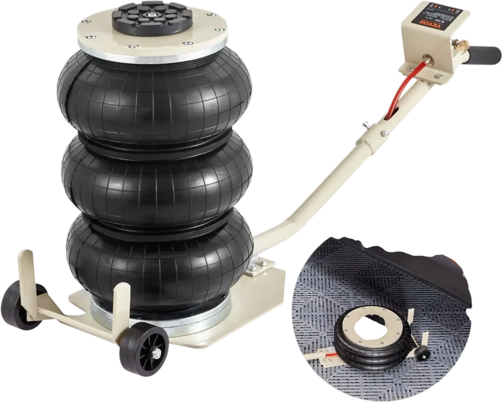 VEVOR Air Jack, 3T / 6600 lbs Triple Bag Air Jack, Airbag Jack with Six Steel Pipes, Lift up to 17.7 inch/450 mm, 3-5 s Fast Lifting Pneumatic Jack, with Long Handles for Car, Garage, Repair