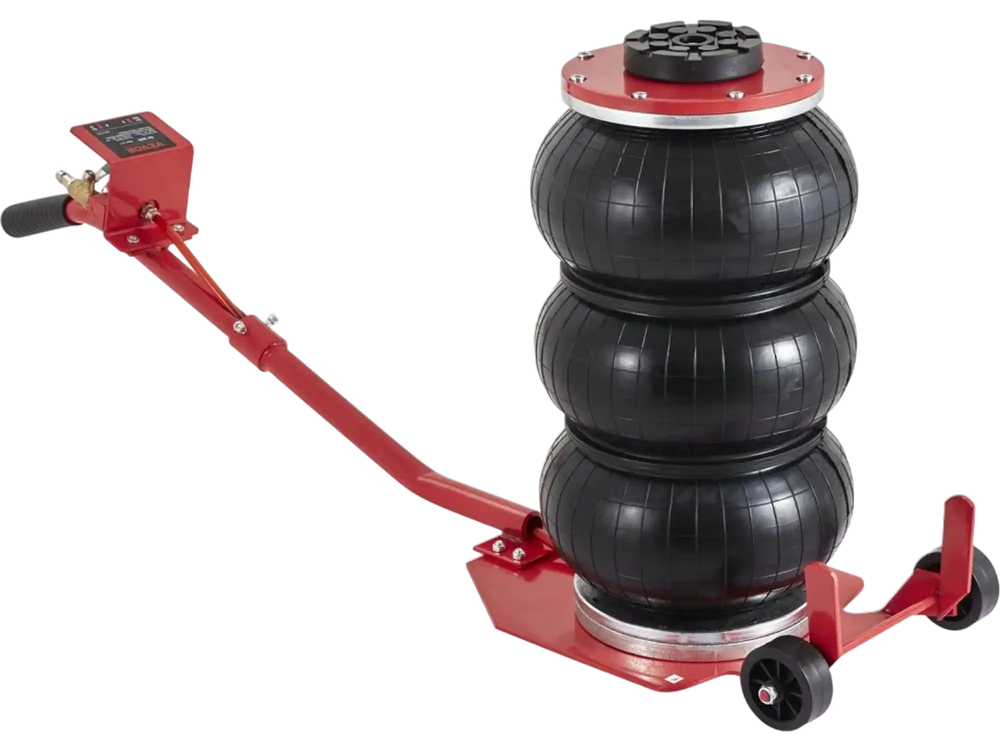 VEVOR Air Jack, 3 Ton/6600 lbs Triple Bag Air Jack, Airbag Jack with Six Steel Pipes, Lift up to 17.7 inch/450 mm, 3-5 s Fast Lifting Pneumatic Jack, with Long Handles for Cars, Garages, Repair, (Red)