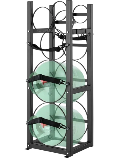 VEVOR Refrigerant Tank Rack, with 2 x 30lbs and Other 3 Small Bottle Tanks, Cylinder Tank Rack 12.79x12.99x47.12 in, Refrigerant Cylinder Rack and Holders for Freon, Gases, Oxygen, Nitrogen