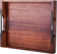VEVOR Wood Serving Tray, Acacia Wooden Tray Board with Handles, Decorative Rustic Serving Trays Platter, Ideal for Breakfast in Bed, Lunch, Kitchen, Living Room, Ottoman, Coffee Table, Party, Couch