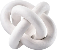 VEVOR Wood Chain Link Decor, 3 Link, Hand Carved Wooden Knot Decor, Coffee Table Decoration Modern Shelf Accents, Decorative Objects for Home Living Room Bedroom Entryway Farmhouse Bookshelf, White