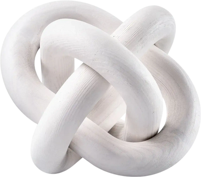 VEVOR Wood Chain Link Decor, 3 Link, Hand Carved Wooden Knot Decor, Coffee Table Decoration Modern Shelf Accents, Decorative Objects for Home Living Room Bedroom Entryway Farmhouse Bookshelf, White