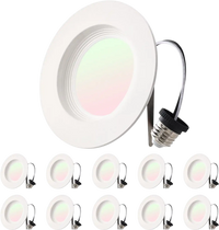 VEVOR 10 Pack LED Recessed Lighting, 4 Inches, Retrofit Can Lights, 750 LM 9W 120V, Selectable 5CCT 2700K/3000K/3500K/4000K/5000K, 10% to 100% Dimmable, Compatible with E26 Base and TP24 Connector