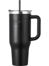VEVOR 40 oz Insulated Water Bottle, Stainless Steel Sports Coffee Cup with Lid, Handheld Travel Coffee Mug Double Walled, Camping Hydration Flask Leakproof, for Indoor/Outdoor School, Work, Black