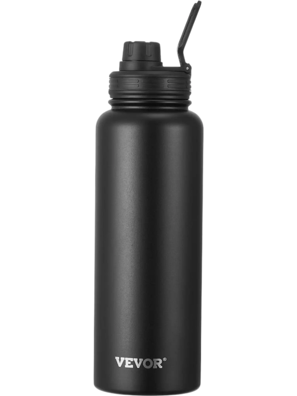 VEVOR 40 oz Insulated Water Bottle, Stainless Steel Camping & Hiking Hydration Flask with Wide Mouth Lid, Sports Coffee Cup Double Walled, Leakproof, for Indoor/Outdoor Use, FDA Listed,Black