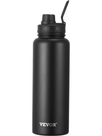 Vevor Water Bottle 40 oz Insulated Stainless Steel Wide Mouth Black New