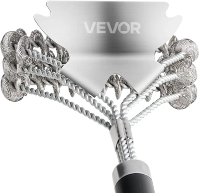 VEVOR Grill Brush and Scraper, BBQ Brush for Outdoor Grills, Stainless Steel Woven Wire, Bristle Free Barbecue Brushes for Porcelain, Charcoal, Grate Cleaner Grill Accessories, 17 in