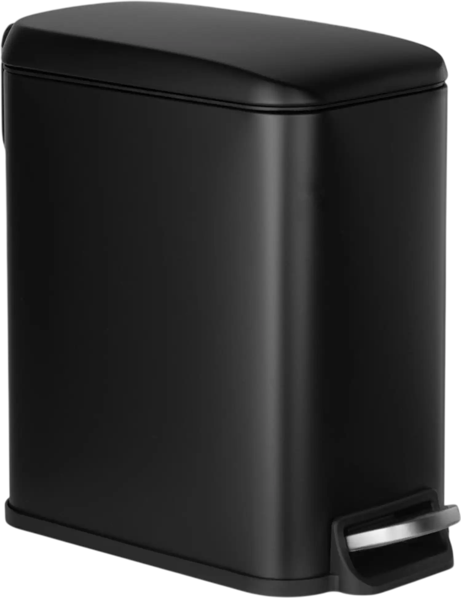 Vevor Trash Can Slim 6L Steel Garbage Can with Lid & Step Pedal Black New