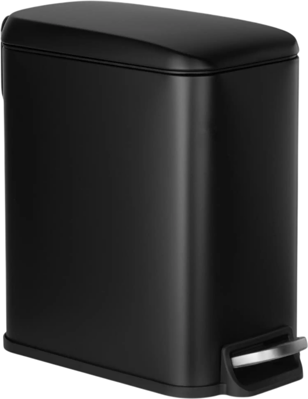 VEVOR Slim Bathroom Trash Can, 11.4 x 5.71 x 10.7 Inch Small Bedroom Trashcan with Step Pedal & Soft Close Lid, 6L Steel Garbage Can with Detachable Inner Bin, for Kitchen, Home, Dorm, Office, Black