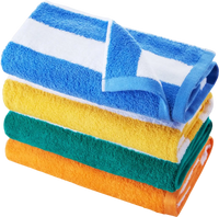 VEVOR Beach Towel, 4 Pack Oversized Beach Towels, 30 x 60 in Cabana Striped Large Pool Towel, 100% Cotton Soft and Quickly Dry Thick Swimming Towels, for Vacation, Swimming, Beaches, and Bathroom