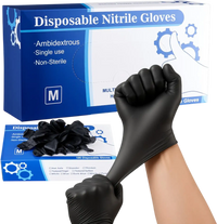 VEVOR Disposable Gloves, 4.5 Mil Black Nitrile Gloves with Textured Fingertips, Latex & Powder-Free, Food-Grade, Puncture Resistance, Ideal for Medical Exams, Cooking and Cleaning, 100 Count, Medium