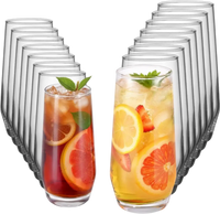 VEVOR Drinking Glasses Set, 16-Piece Crystal Glass Cups, Elegant Mixed Glassware Set, with 8 Pcs 18.26 Oz Highball and 8 Pcs 11.5 Oz Cocktail Drinkware for Kitchen, Beer, Smoothie, Juice, Soda, Wine