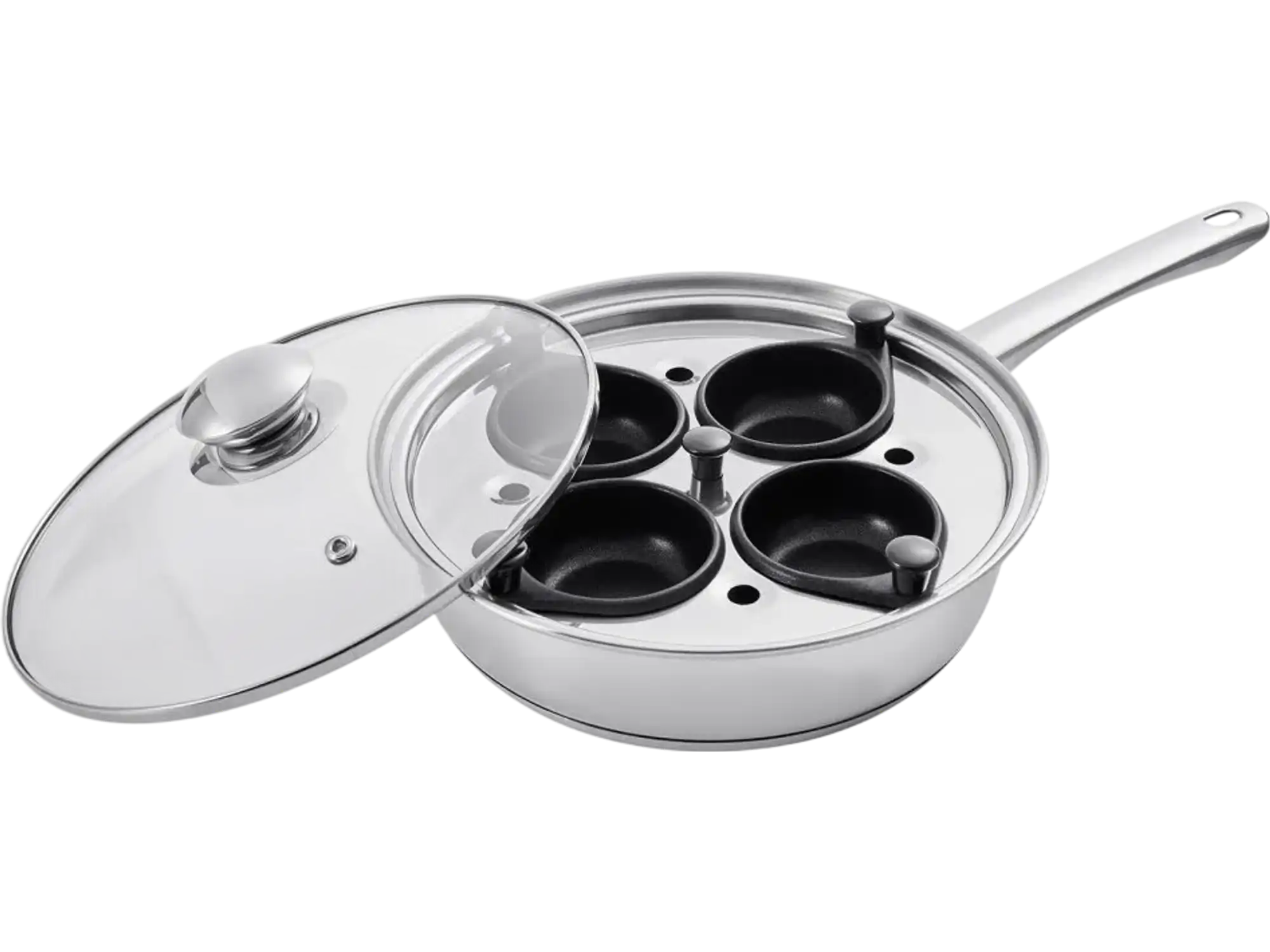 Vevor Egg Poacher Pan 4-Cup Stainless Steel Nonstick Skillet with Lid New