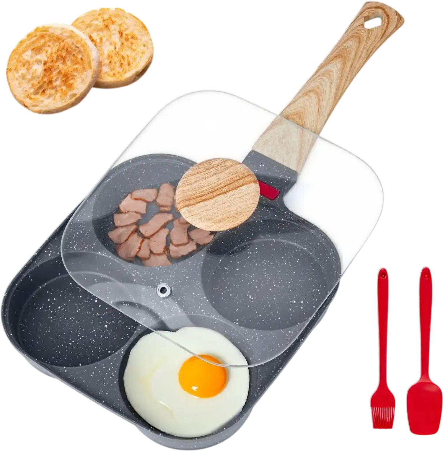 Vevor Egg Pan 4-Cup Nonstick Frying Pan with Lid New