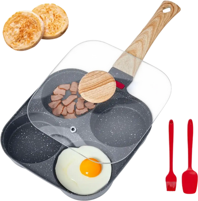 Vevor Egg Pan 4-Cup Nonstick Frying Pan with Lid New
